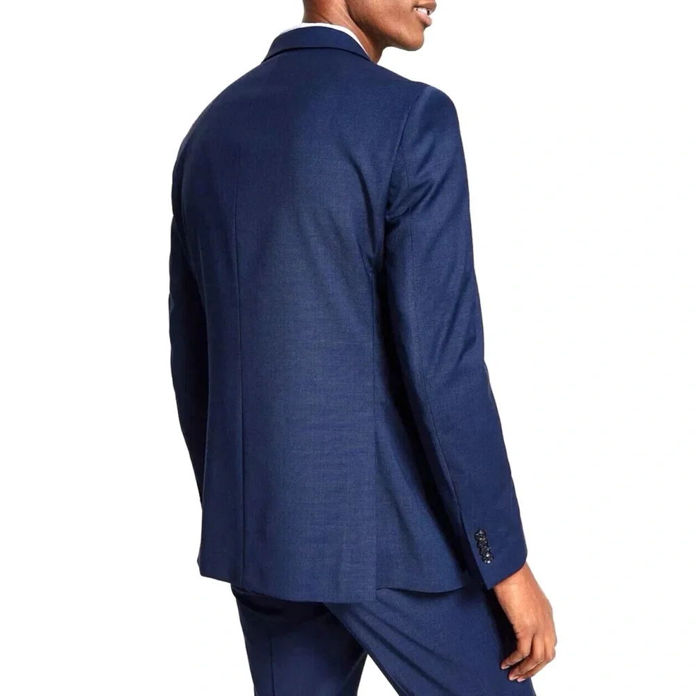Tommy Hilfiger Men Blazer Size 41 Regular THFLEX Blue Wool Blend 2 Button Jacket